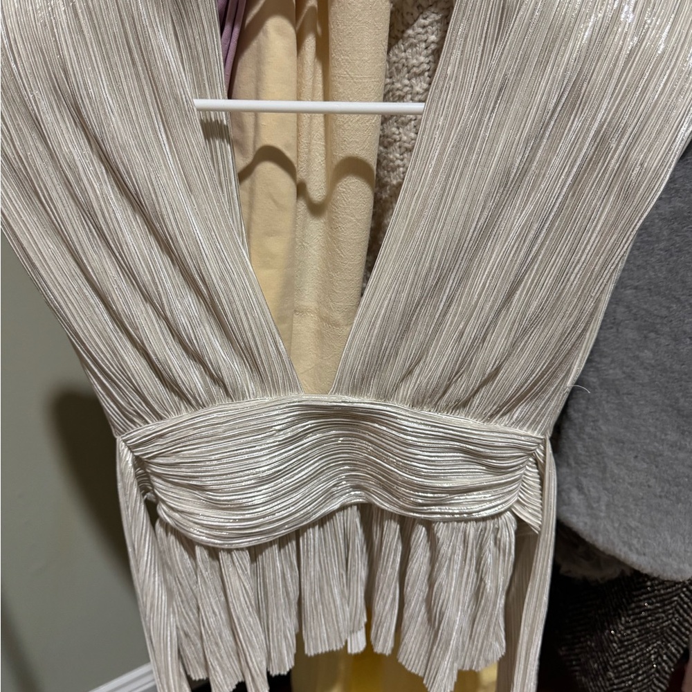 Elegant Silver Pleated Top